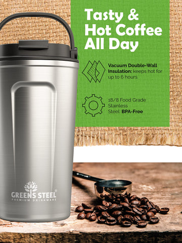 Greens Steel tapa con asa desplegable para beber con comodidad