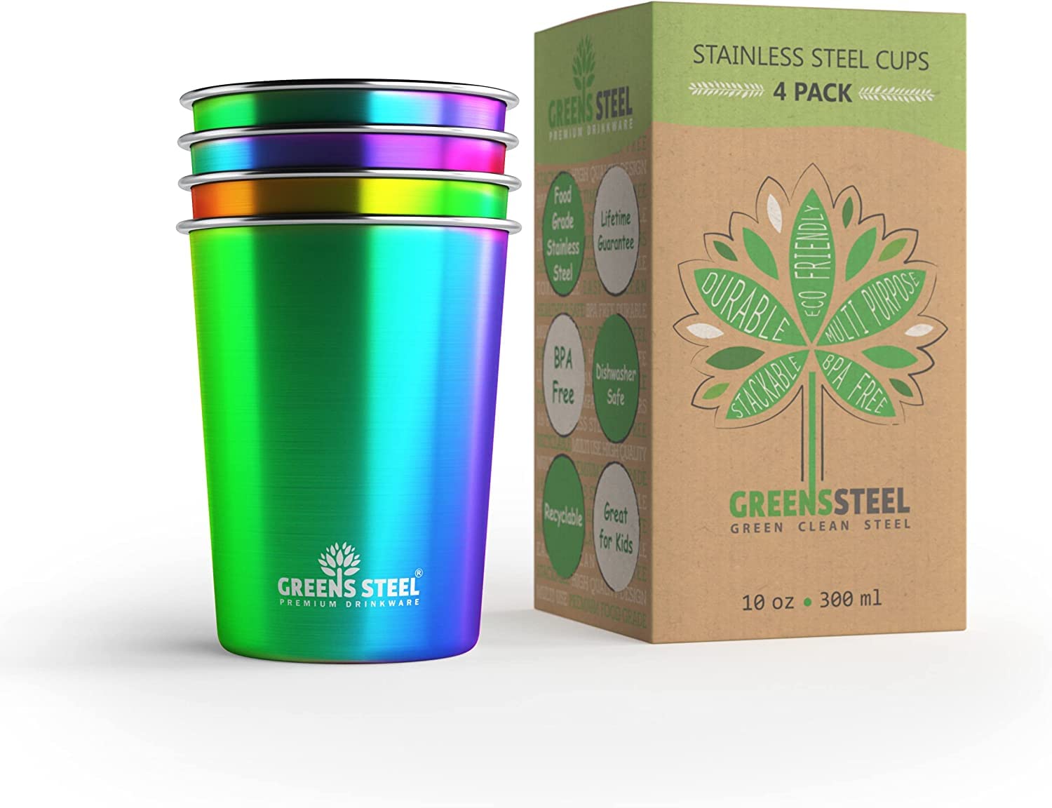Greens Steel tazas infantiles 10 oz duraderas para uso diario en casa
