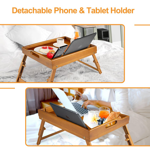 Greenual bandeja cama con manijas dobles para transportar comida con facilidad.
