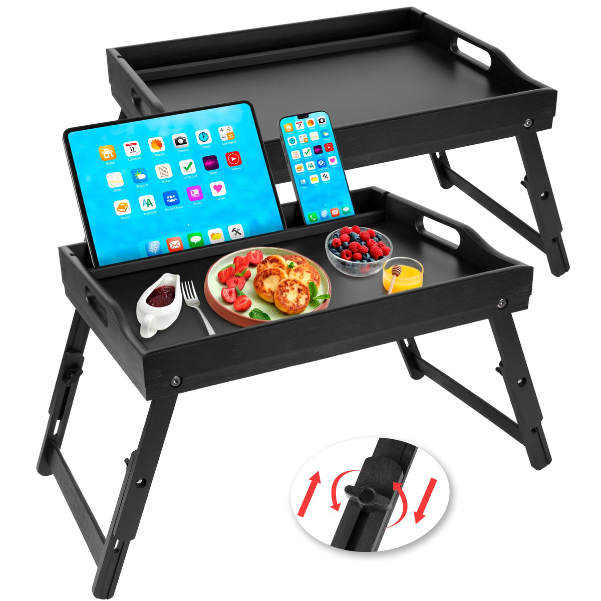 Greenual bandeja de cama con patas plegables para ahorro de espacio.