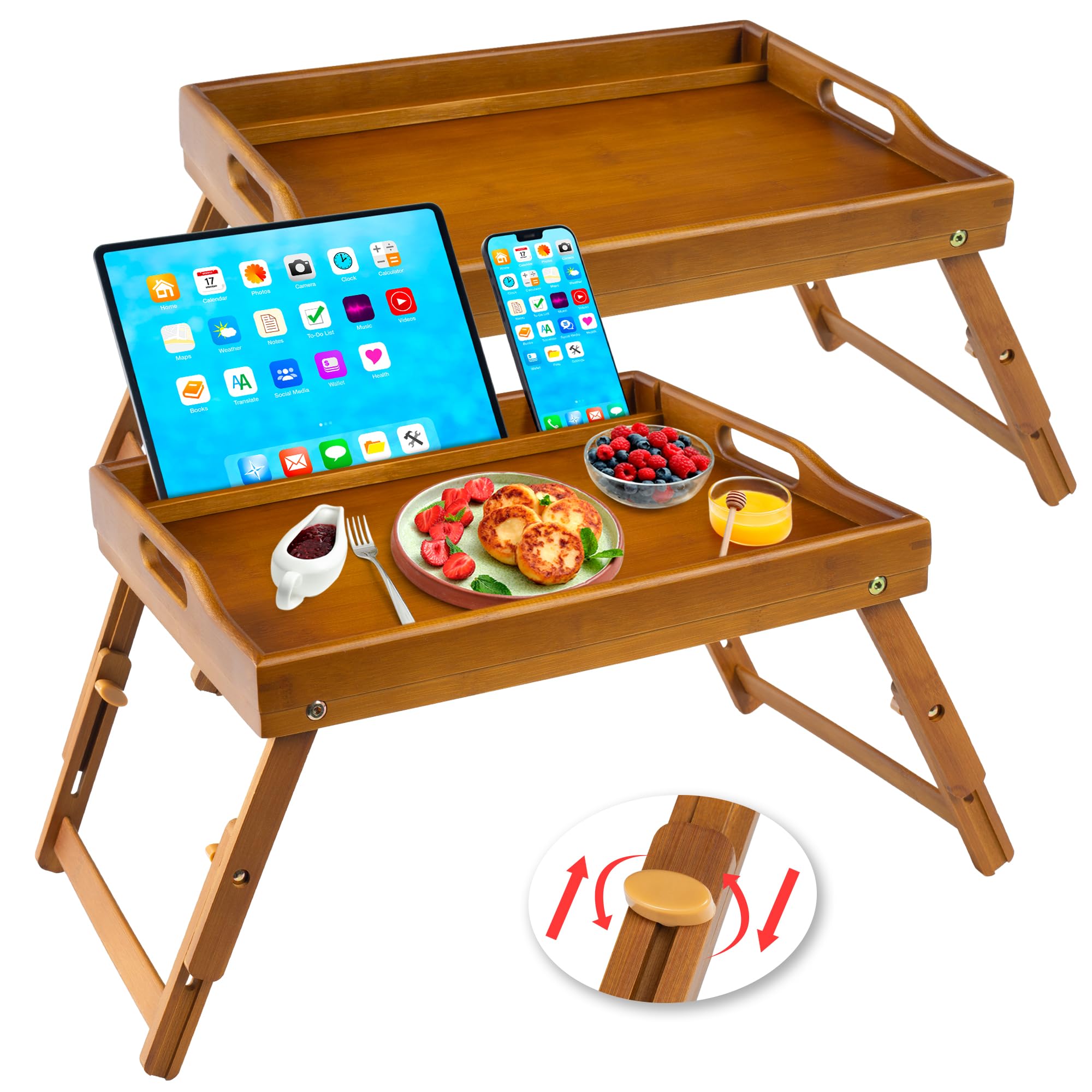 Greenual bandeja cama con ranura para medios para ver contenido desde la tableta.