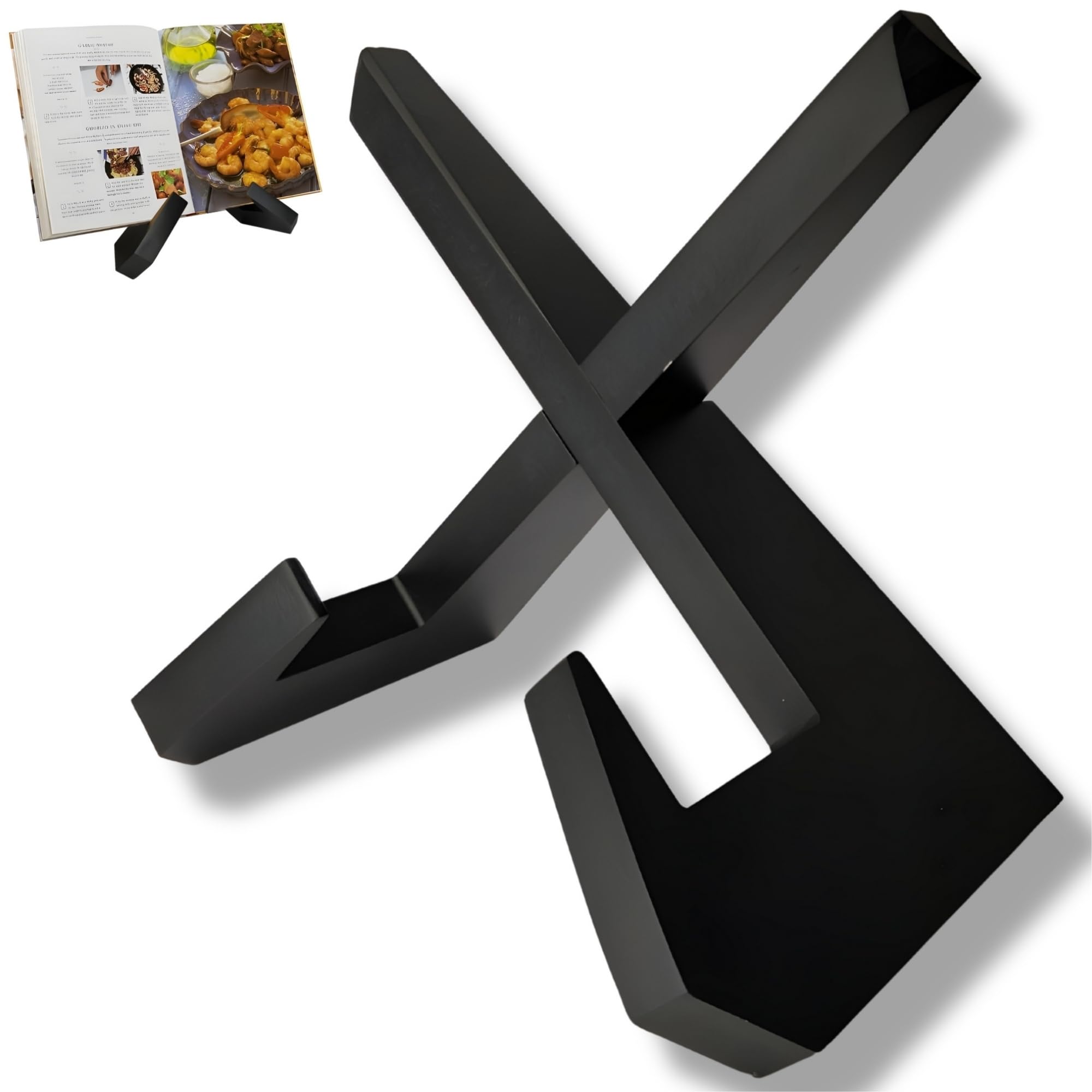 GREENWICH GOODS soporte-libro cocina negro mate para leer recetas con comodidad.