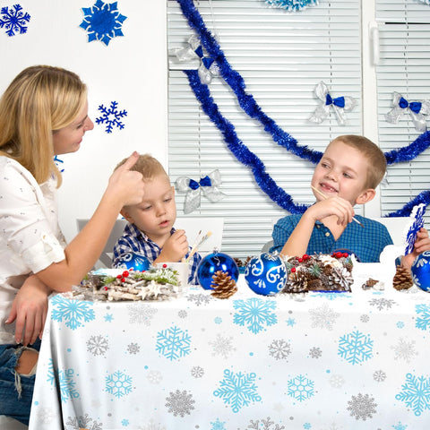 GREHUMOR mantel nieve azul, material de polietileno para protección de mesas.