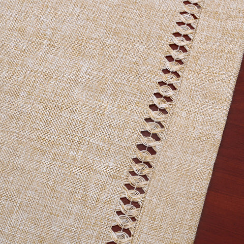 Grelucgo corredor de mesa rectangular beige, ideal para cenas diarias y ocasiones especiales.