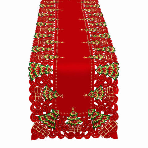 Grelucgo mantel-navidad-bordado hiedra, ideal para cenas festivas elegantes