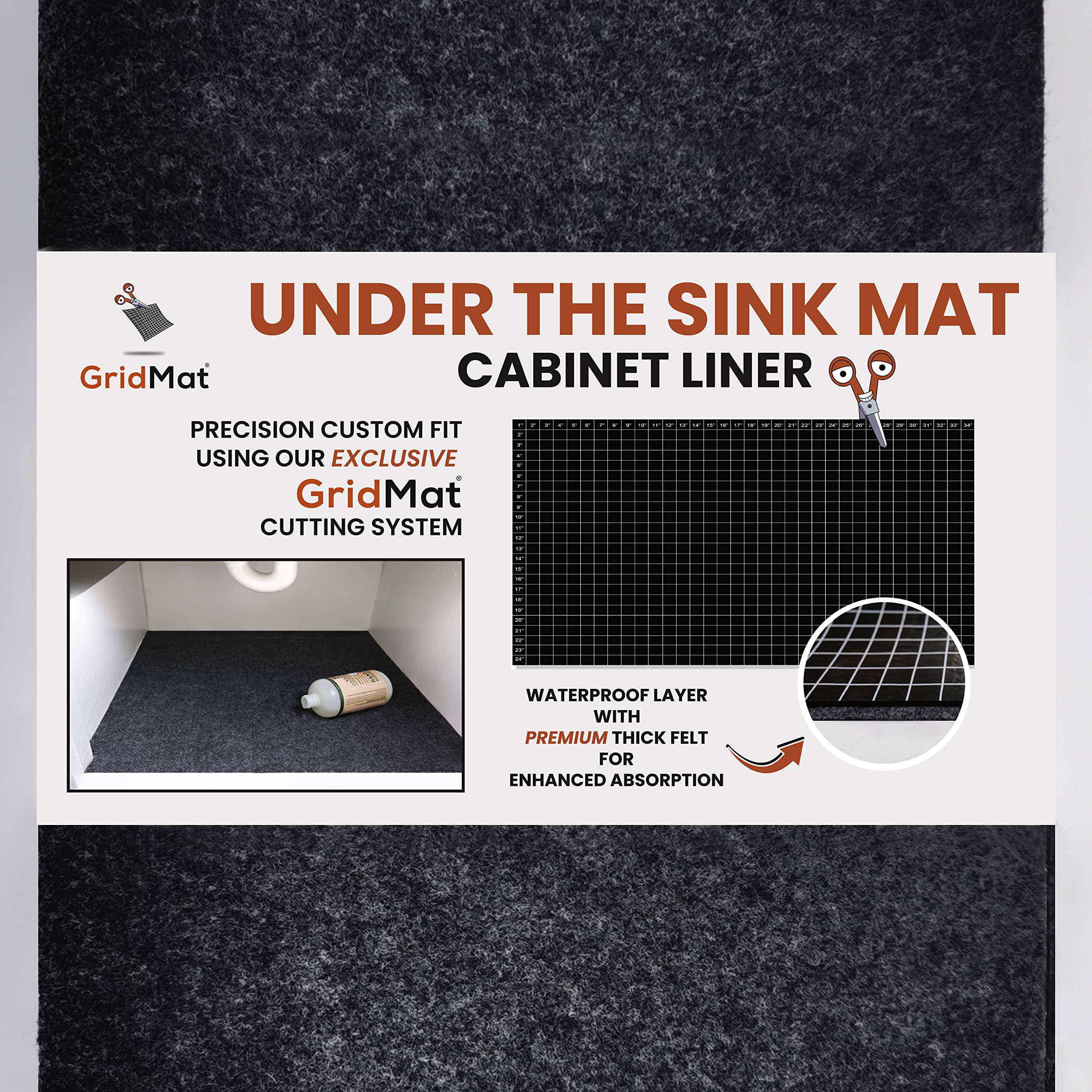 GridMat corte-sistema preciso: guías de 1 pulgada para ajuste exacto.