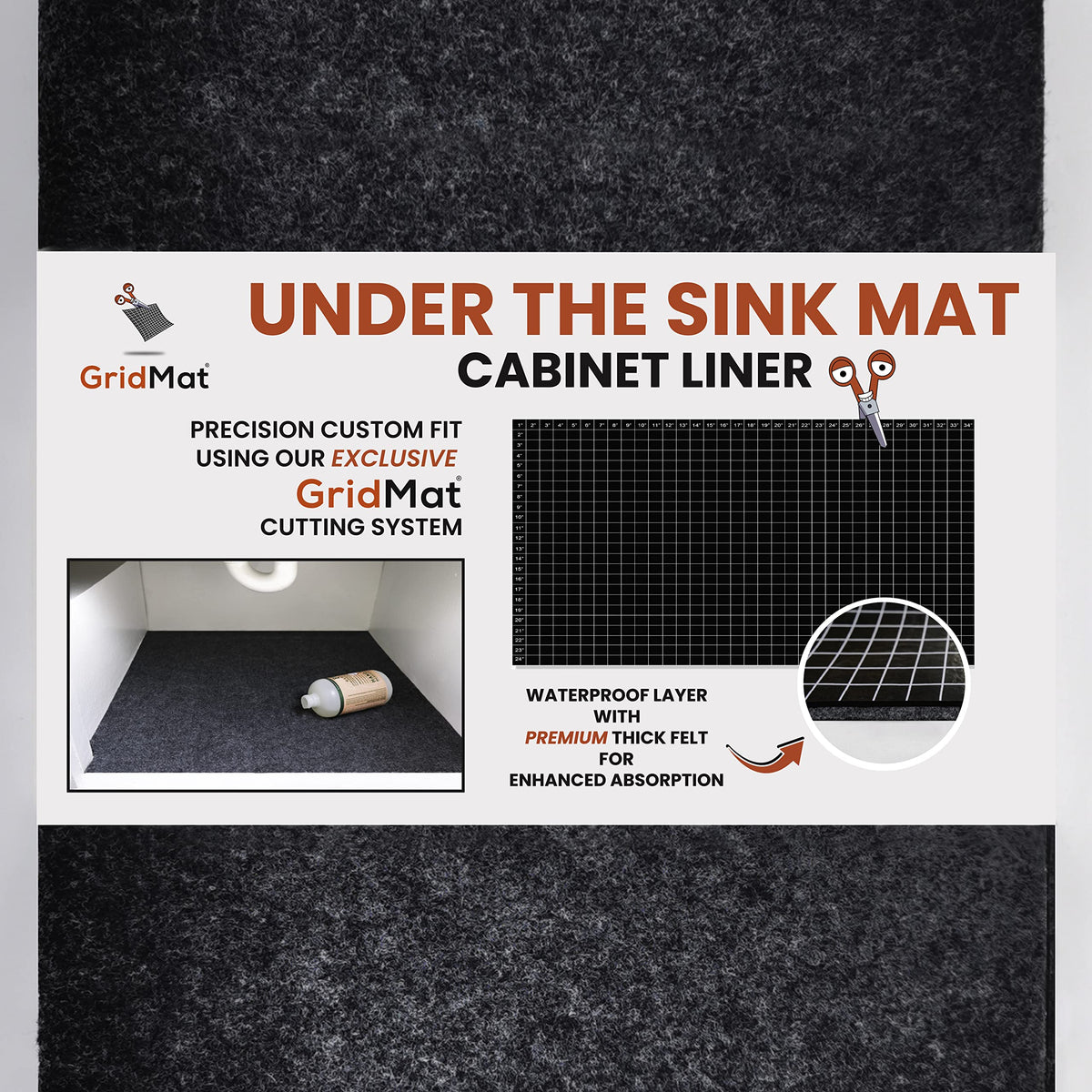 GridMat corte-sistema preciso: guías de 1 pulgada para ajuste exacto.