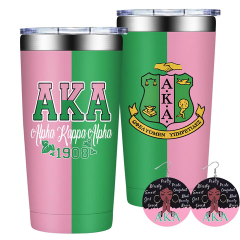 Grifarny AKA Tumbler 1908 rosa-verde 20oz, ideal para bebidas calientes o frías.