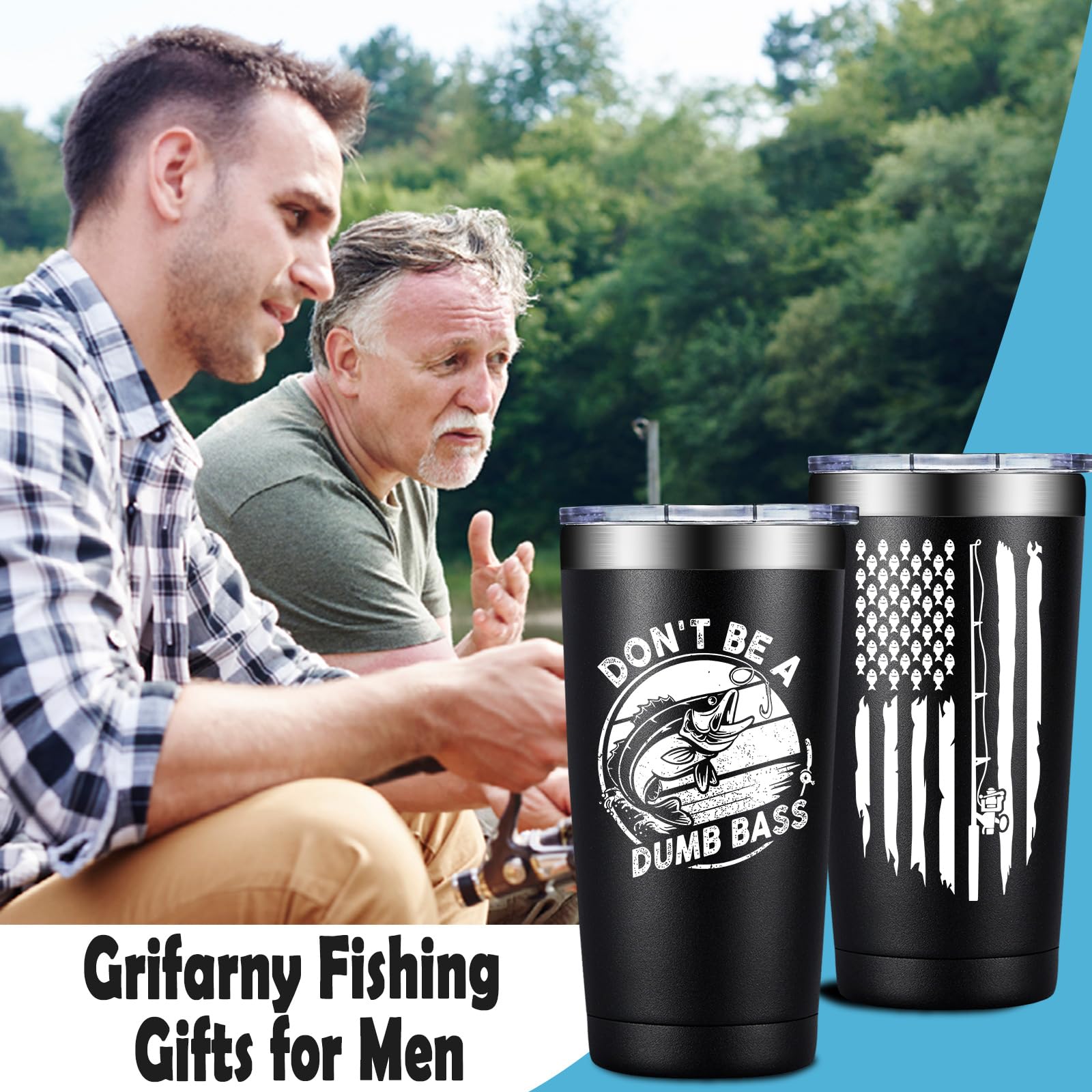 Grifarny taza pescador 20oz de doble pared mantiene bebidas frías por más tiempo.