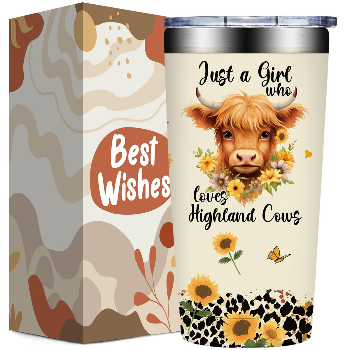 Grifarny taza térmica Highland Cow para mujer, regalo duradero para amantes de vacas