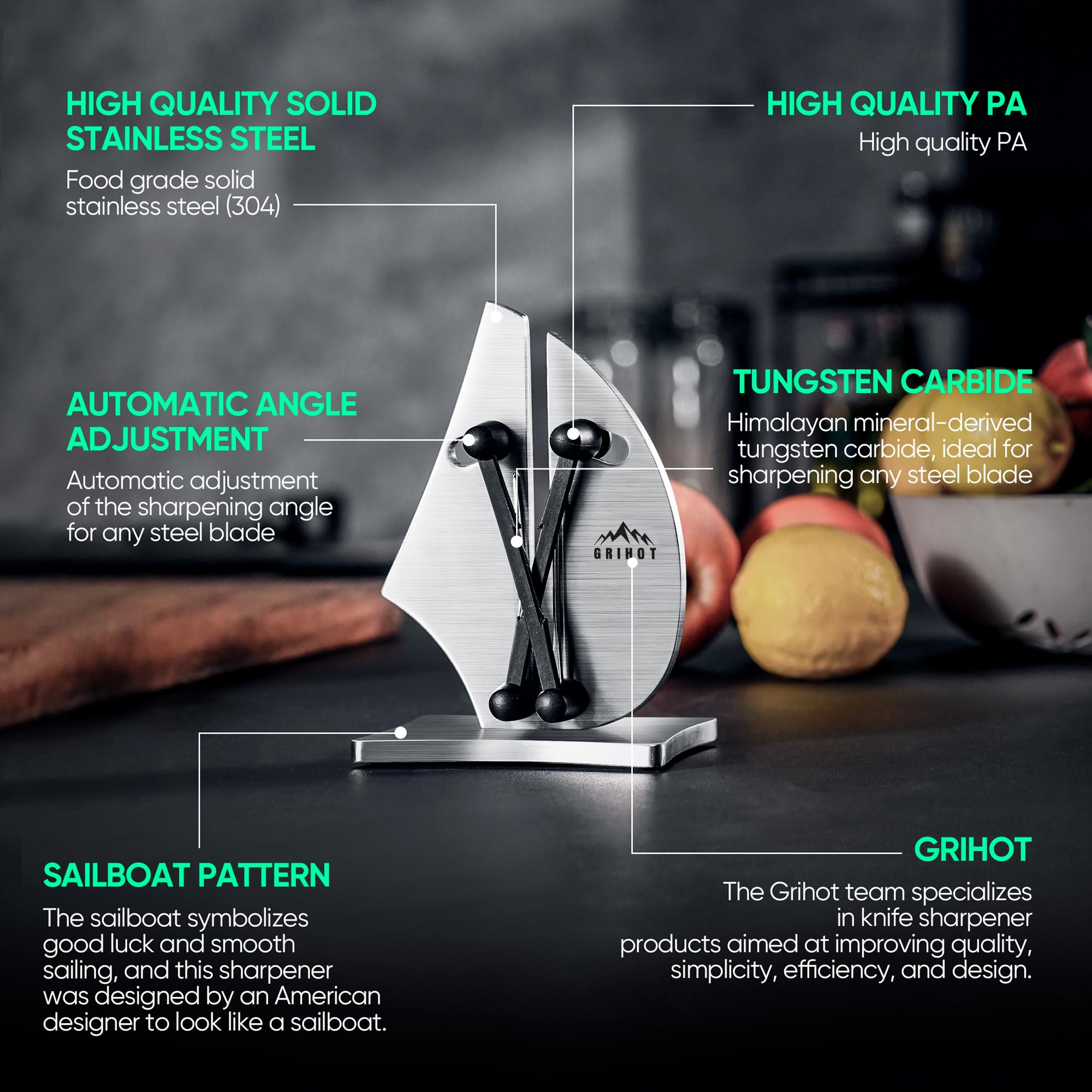 Grihot VN3, diseño velero ergonómico para uso cómodo durante el afilado