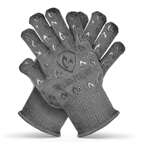 Guantes Grill Armor: guantes-horno-dedos con protección 932°F para alimentos calientes.