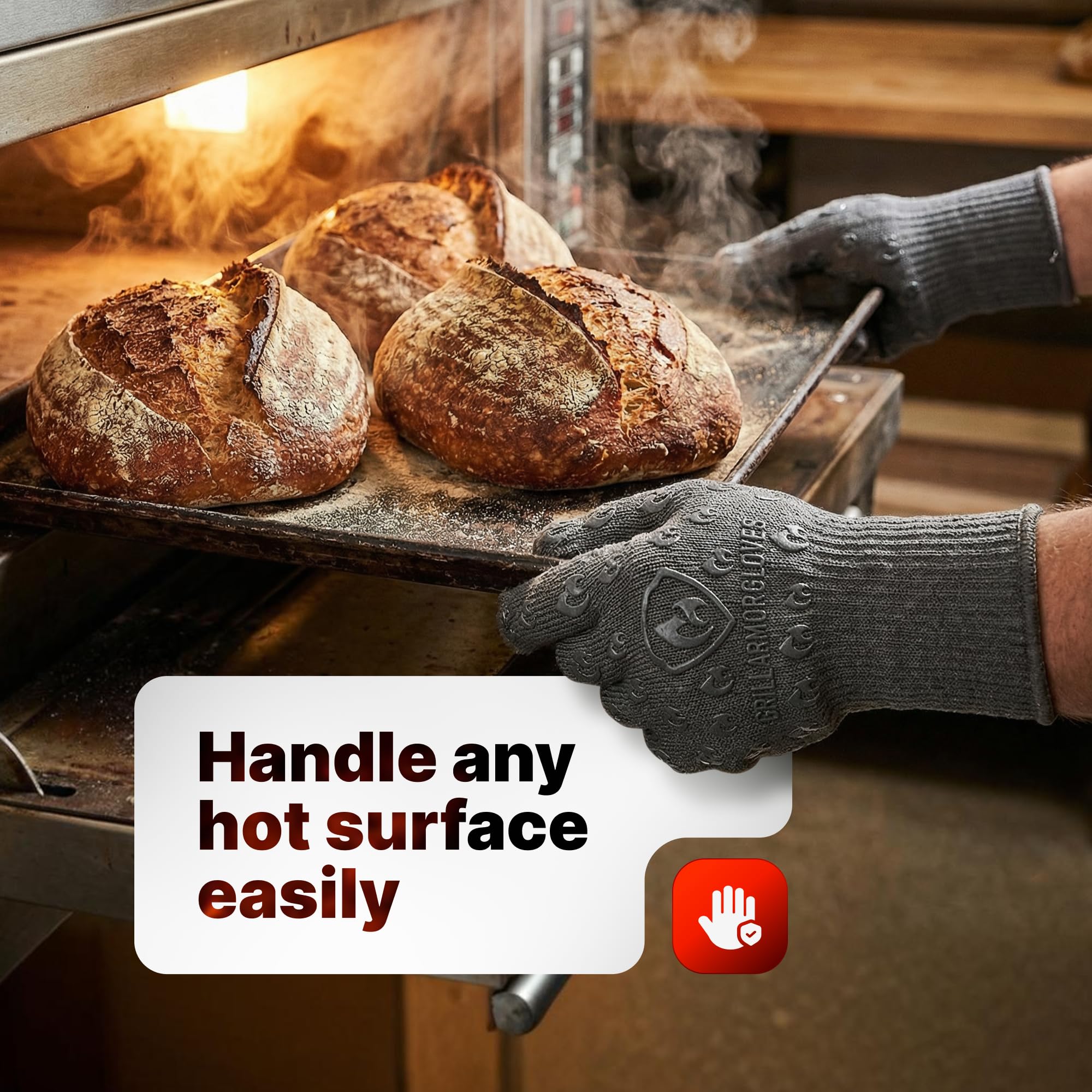 Guantes Grill Armor: aptos para lavadora, limpieza rápida y fácil.