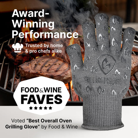 Guantes Grill Armor: silicona texturada para agarre no deslizante.