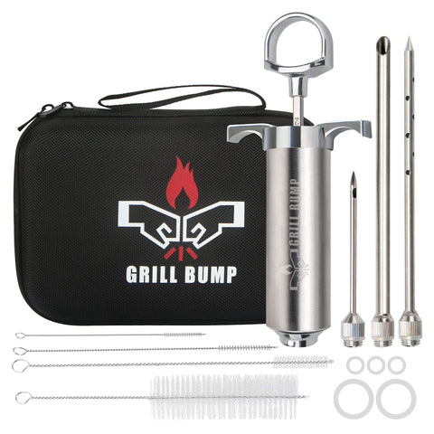 GRILL BUMP jeringa inyectora de carne, 2 oz, mejora la jugosidad en la cocción.