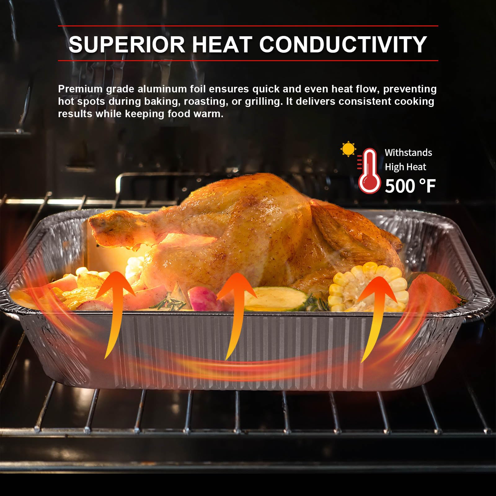 GrillChef bandejas aluminio compatibles con horno y estufa para calentamiento uniforme.