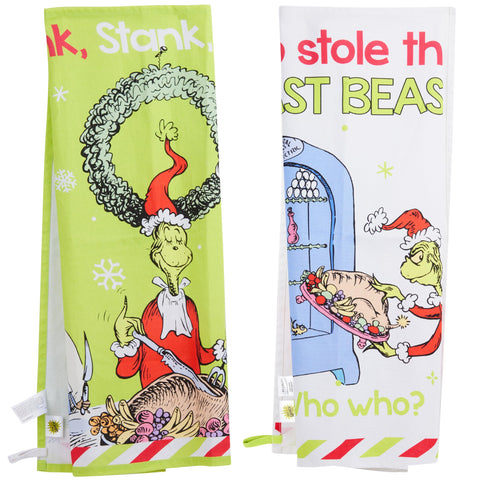 Toallas de cocina Grinch con diseños festivos para decorar la cocina