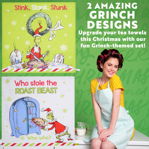 Toallas suaves y absorbentes Grinch para secar platos y manos