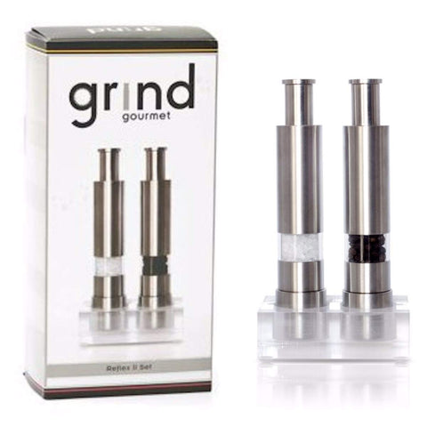 Grind Gourmet uso sencillo con pulso del pulgar para sazonar