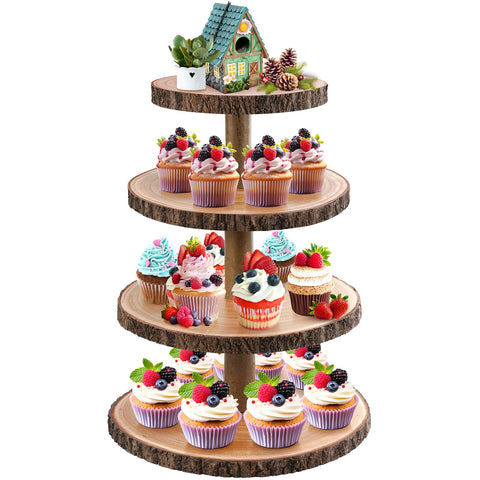 GrnVibe torre-cupcakes-4-pisos, exhibición de postres en evento rústico