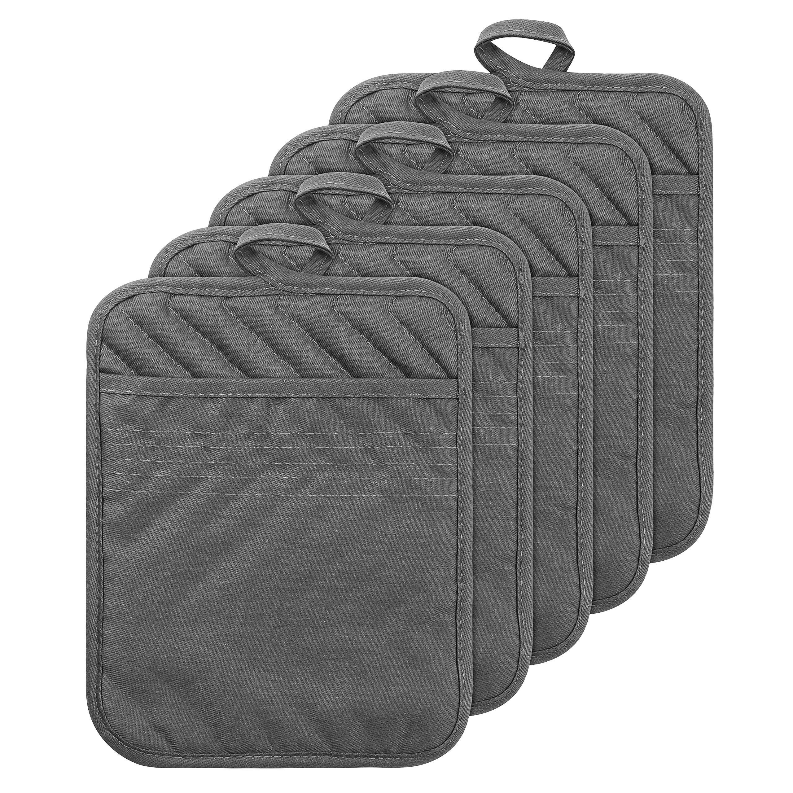 GROBRO7 manoplas de cocina en algodon gris ofrecen proteccion al manipular hornos