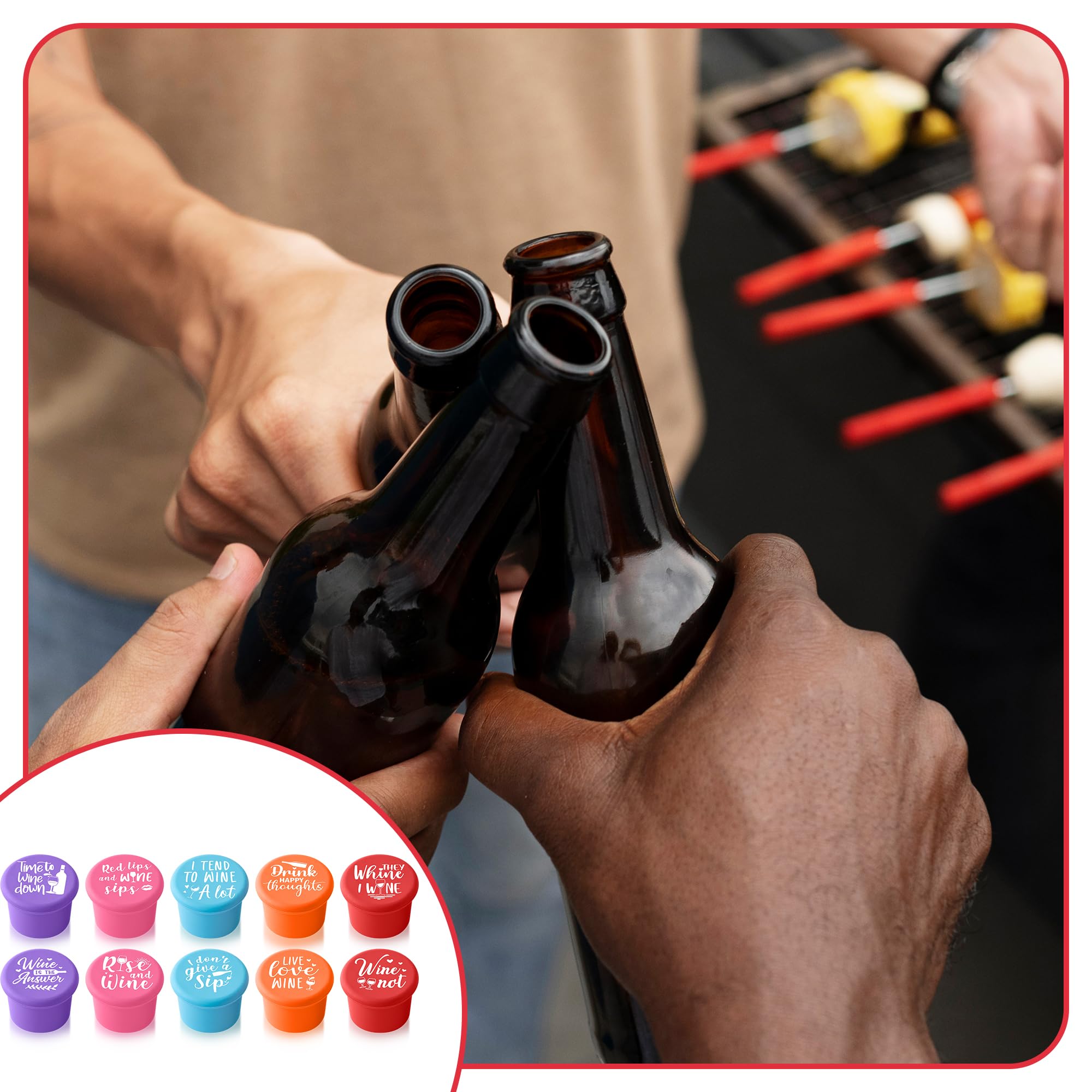 GROBRO7 Tapón silicona para botellas: compatible con vino y otras bebidas