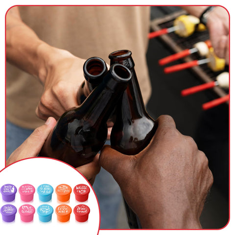 GROBRO7 Tapón silicona para botellas: compatible con vino y otras bebidas