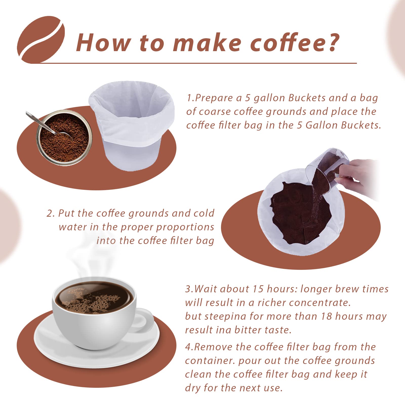 GRONGU filtro de malla para eliminar impurezas y aceites del café.