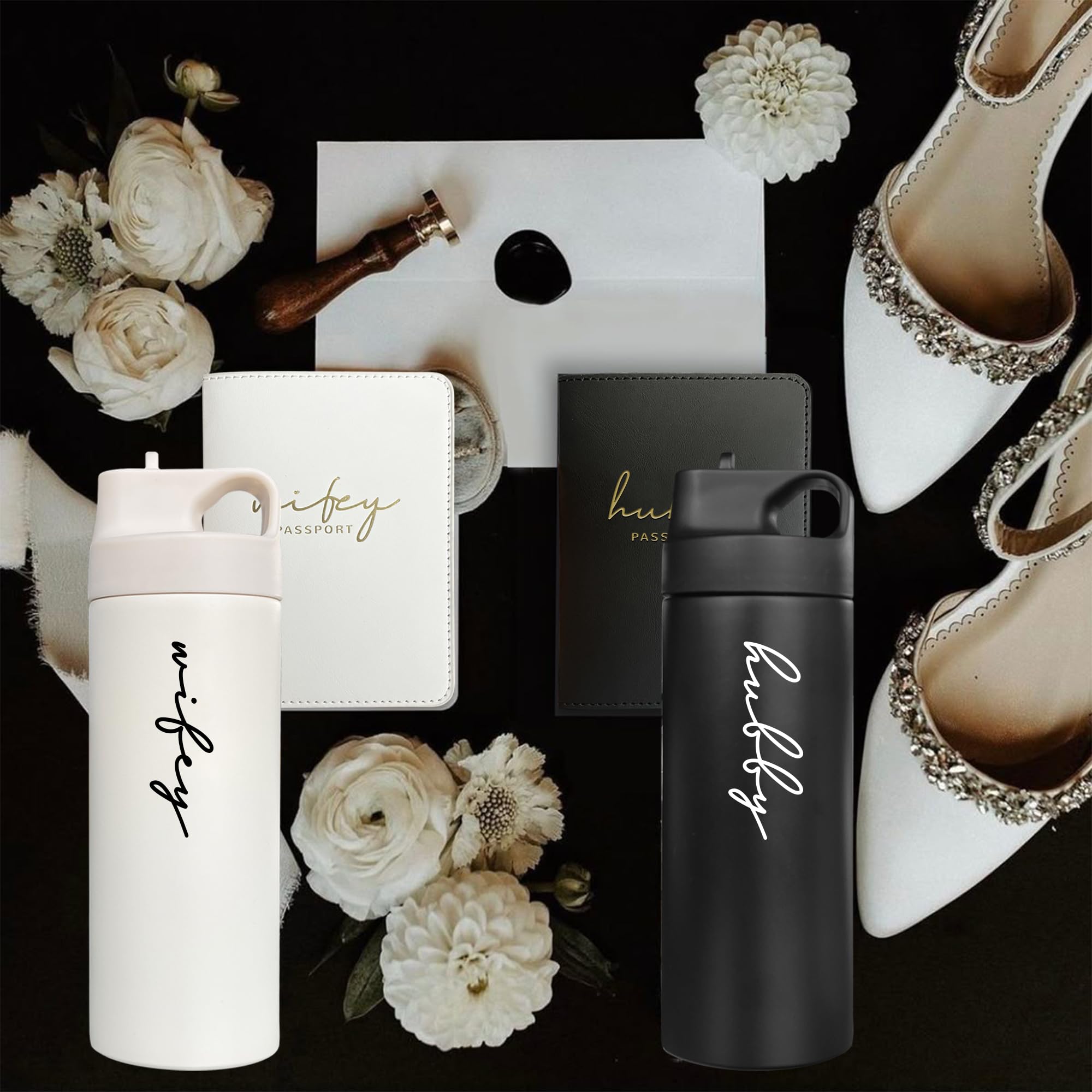 GroomBrideGifts diseño para pareja con doble pajita para compartir bebidas