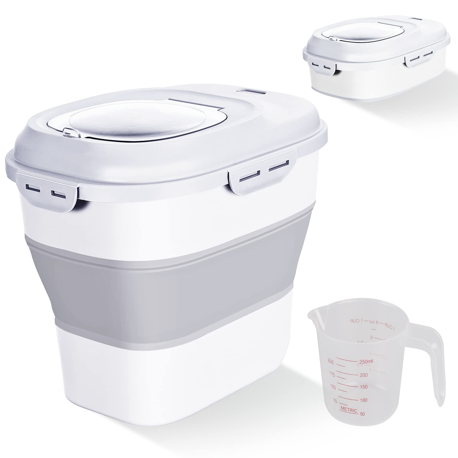 Gropecan contenedor-alimentos-25l, vista interna para identificar arroz rápidamente.
