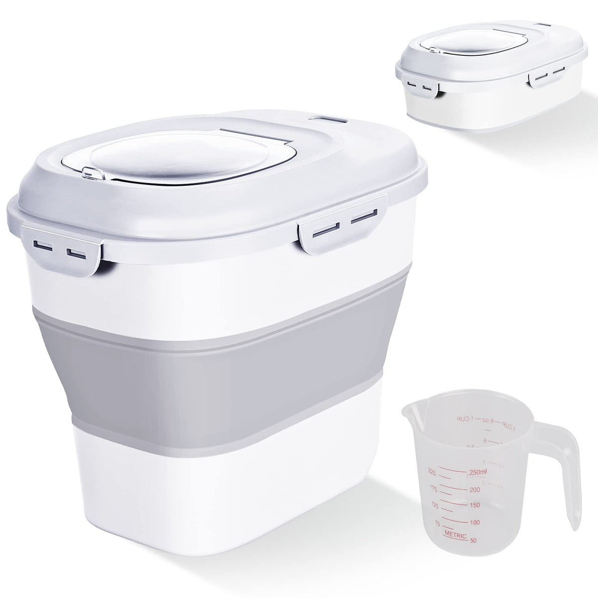 Gropecan contenedor-alimentos-25l, vista interna para identificar arroz rápidamente.