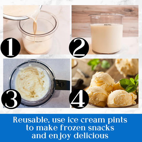Gropecan Creami Pintas reutilizables para crear sabores únicos con ingredientes.