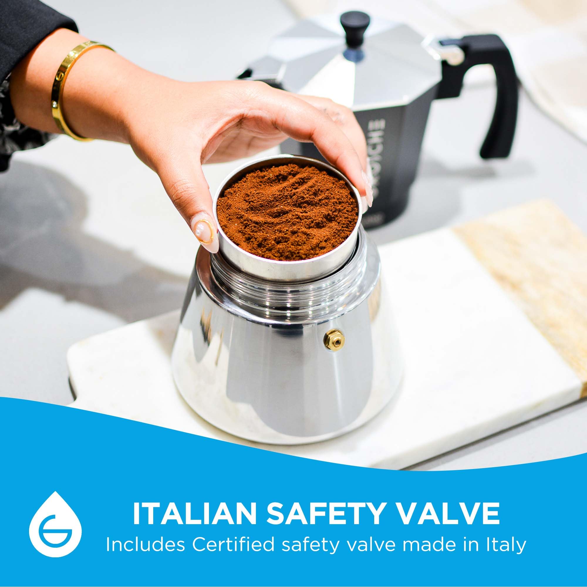 GROSCHE Milano inducción moka pot, construcción duradera en aluminio y acero.