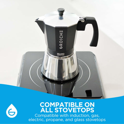 GROSCHE Milano inducción moka pot, vista superior para medir dosis.