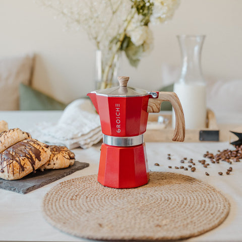 Detalle del mango ergonómico GROSCHE Milano Moka para evitar quemaduras