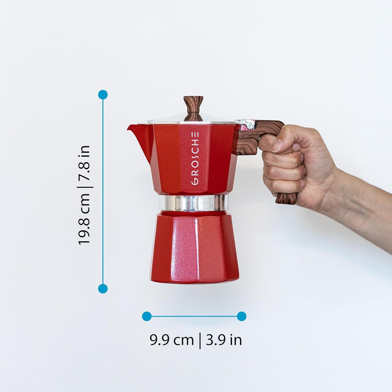 GROSCHE Milano 6 moka pot, junta de silicona para sellado fiable