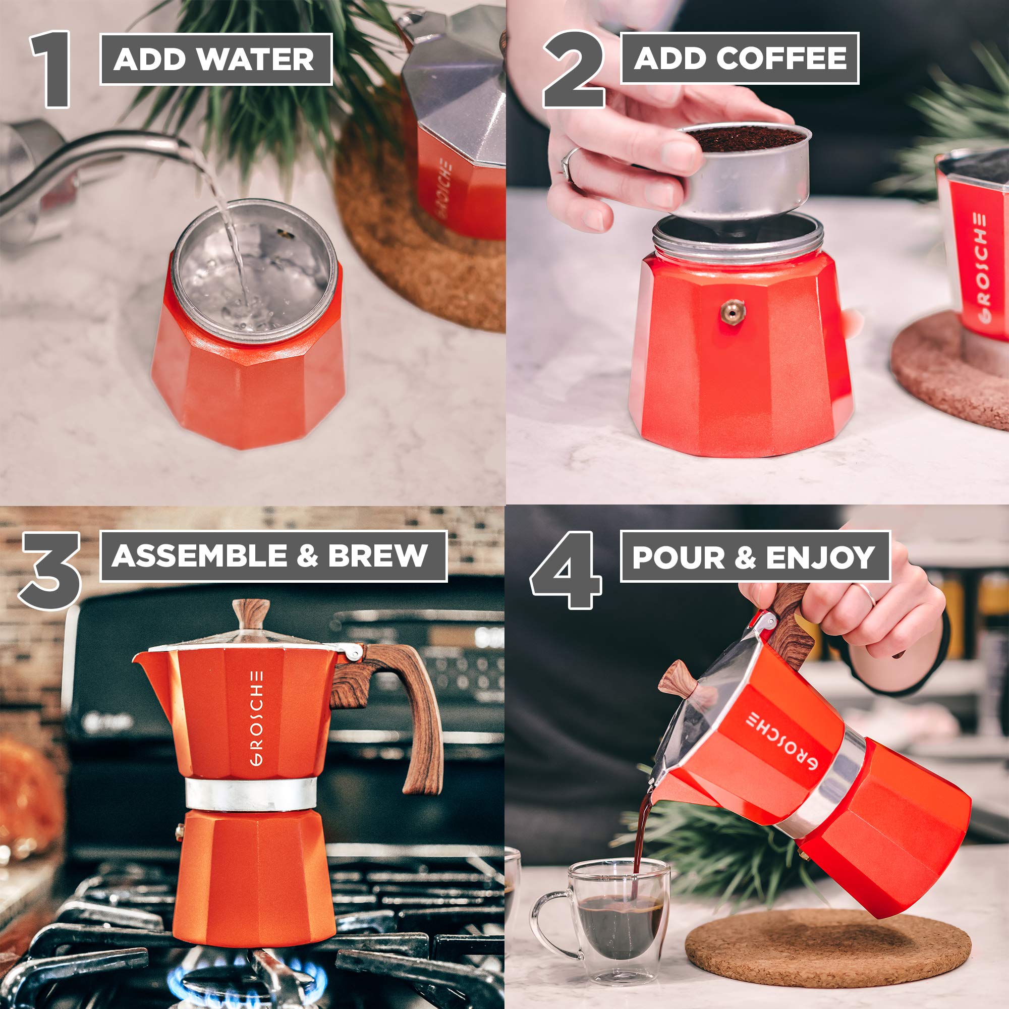 Uso en inducción GROSCHE Milano Moka para calentamiento uniforme