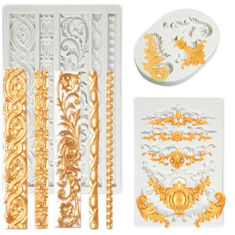 Grosun moldes barroco espiral: decoración elegante para pasteles y cupcakes