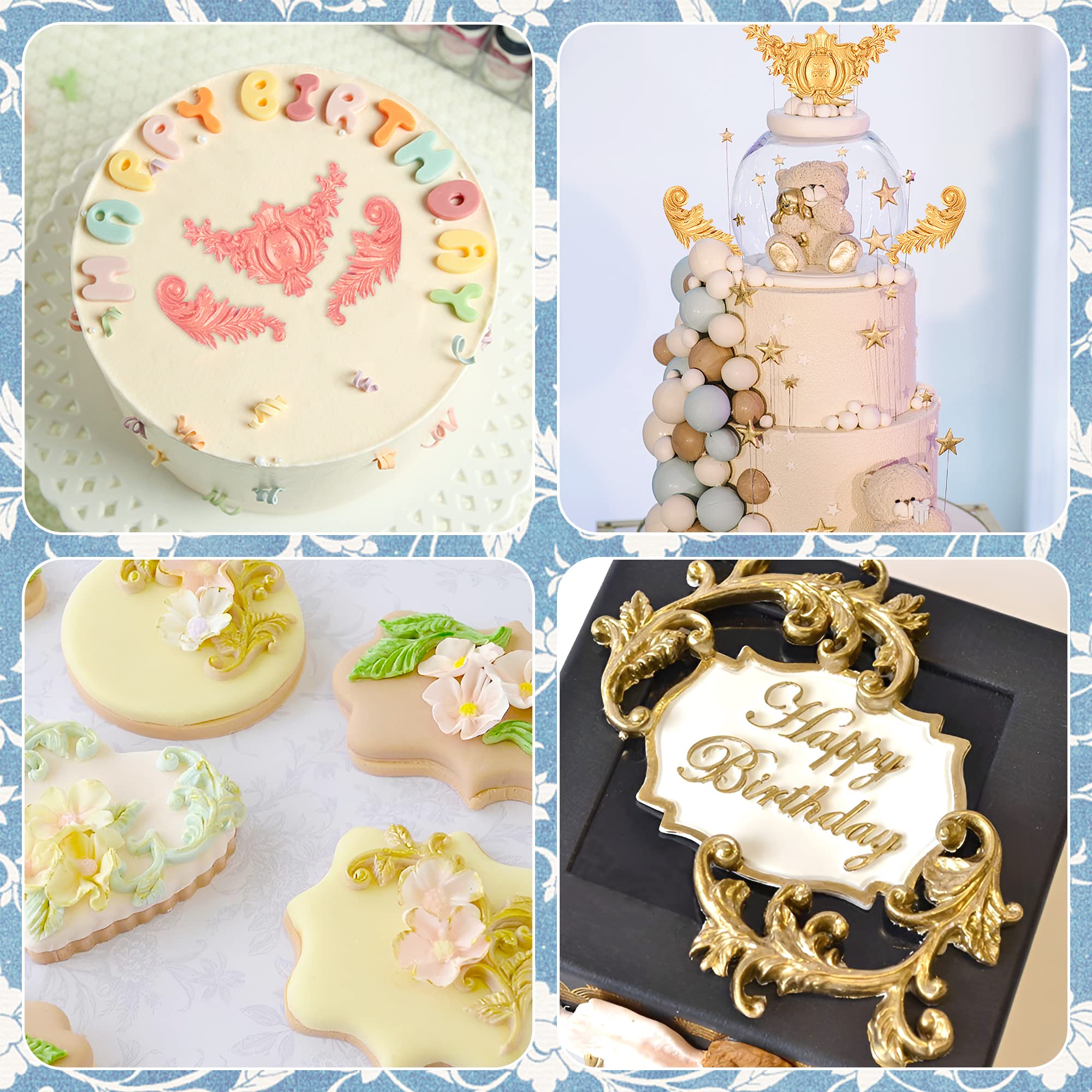 Grosun molde barroco miniatura: detalles finos para fondant y chocolate