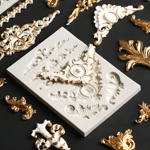 Grosun molde barroco relieve: texturas elegantes para golosinas y dulces