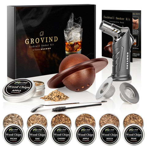 Grovind conjunto para ahumar whisky: contenido completo para empezar a aromatizar tragos en casa