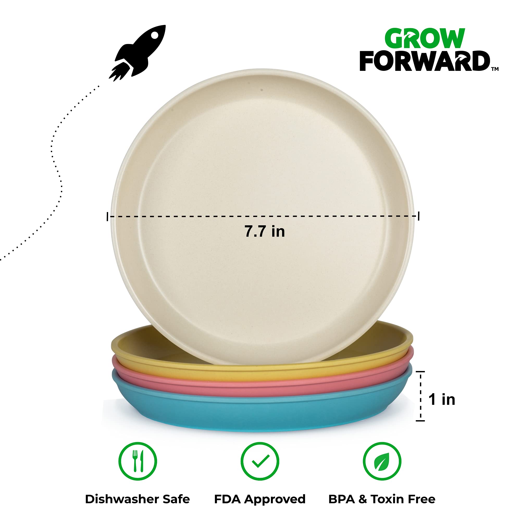 Grow Forward diseño alto de borde para facilitar que los niños recojan la comida.