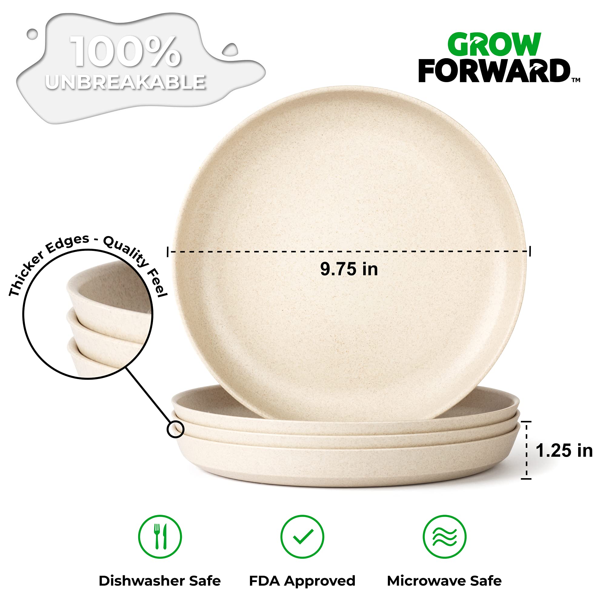 Grow Forward juego de platos y tazones de trigo Sahara, práctico para exteriores.