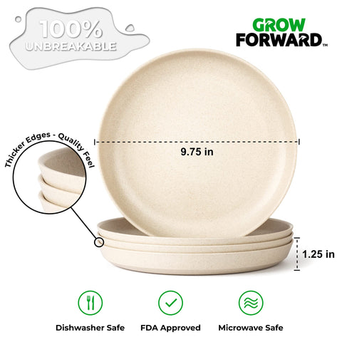 Grow Forward juego de platos y tazones de trigo Sahara, práctico para exteriores.