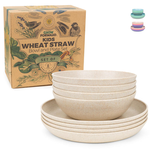 Grow Forward platos infantiles y tazones, 8 piezas, ideal para comidas sin desorden.