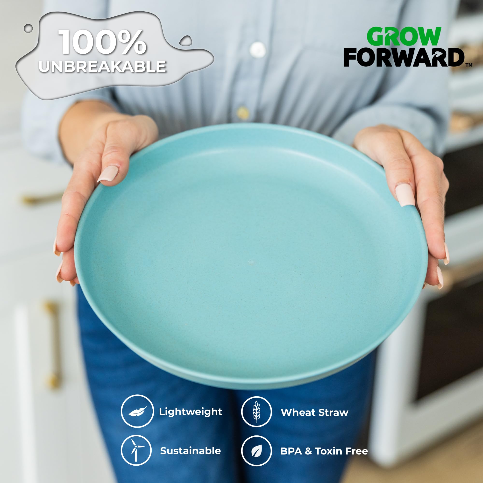 Grow Forward platos trigo 10 pulgadas diseño apilable para cajones