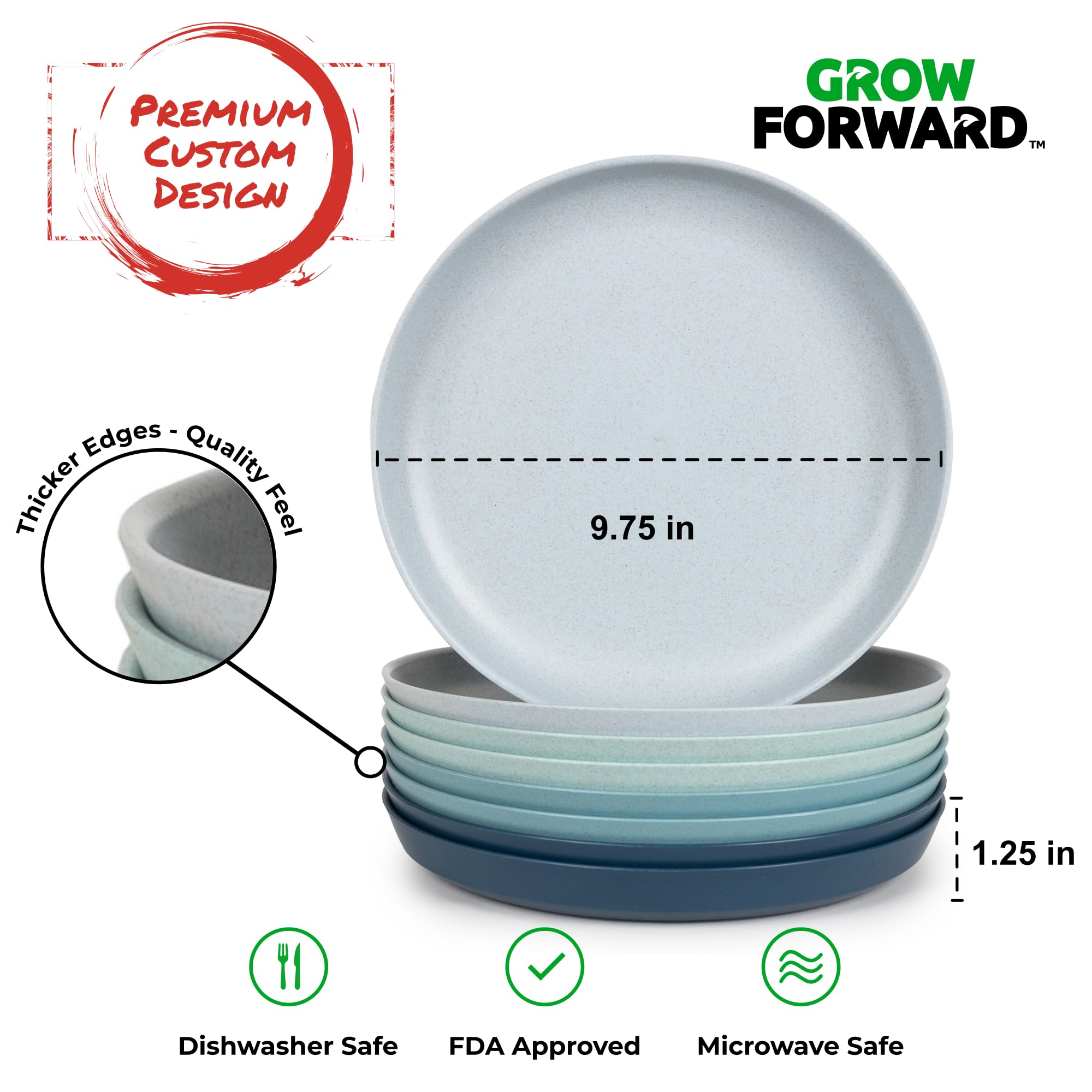 Grow Forward platos trigo 10 pulgadas aptos para microondas y libres de BPA
