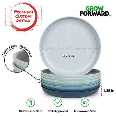 Grow Forward platos trigo 10 pulgadas aptos para microondas y libres de BPA