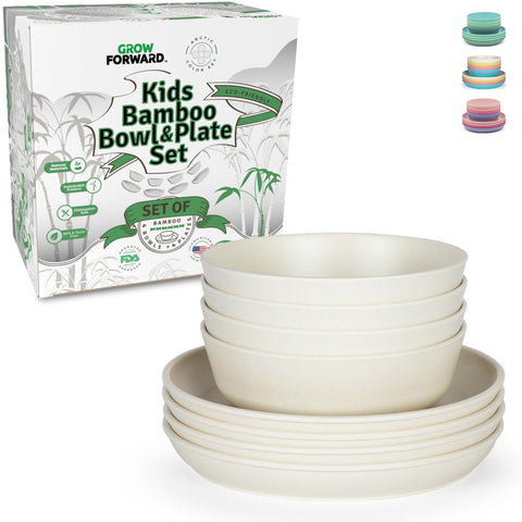 Conjunto Grow Forward platos y cuencos Arctic ideal para aprendizaje independiente.