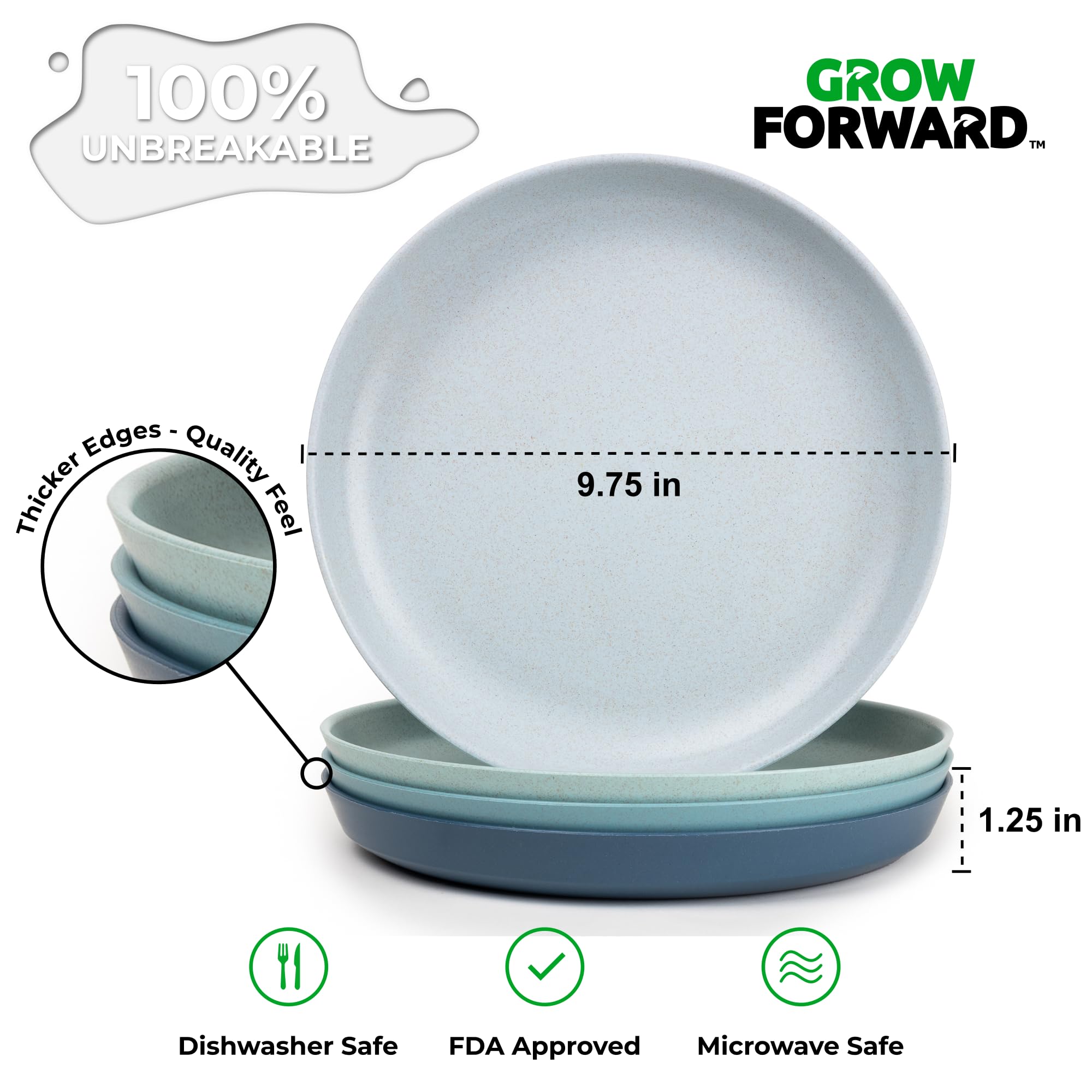 Grow Forward tazones 28oz de trigo Seascape, perfectos para comidas abundantes al aire libre.